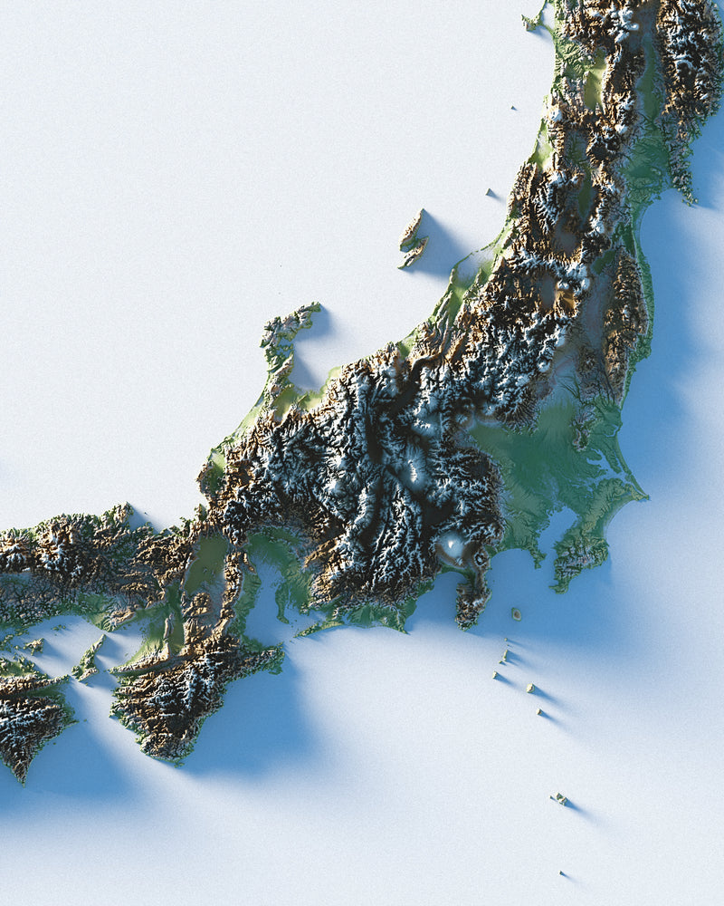Japan Shaded Relief Map - Minimalist - Encompass Geographic