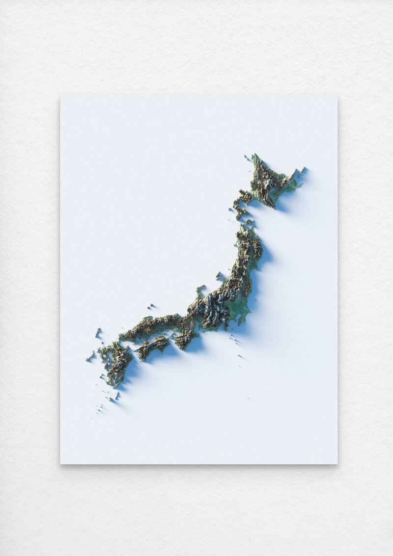 Japan Shaded Relief Map - Minimalist - Encompass Geographic