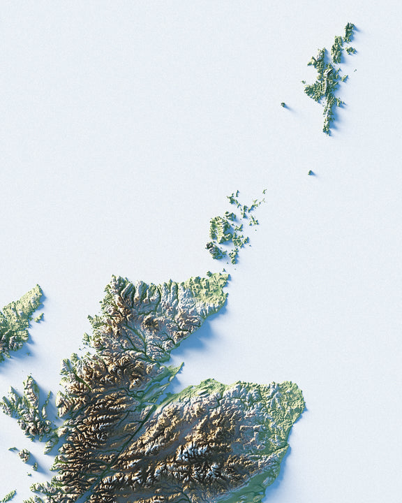 UK & Ireland Shaded Relief Map - Minimalist - Encompass Geographic