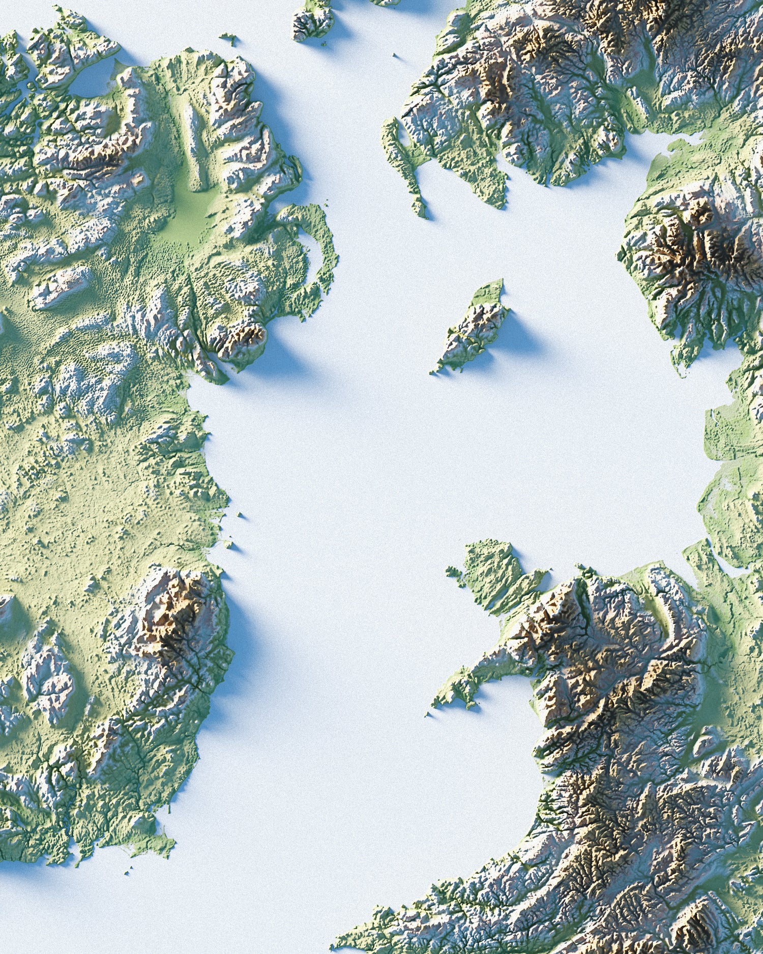 UK & Ireland Shaded Relief Map - Minimalist - Encompass Geographic