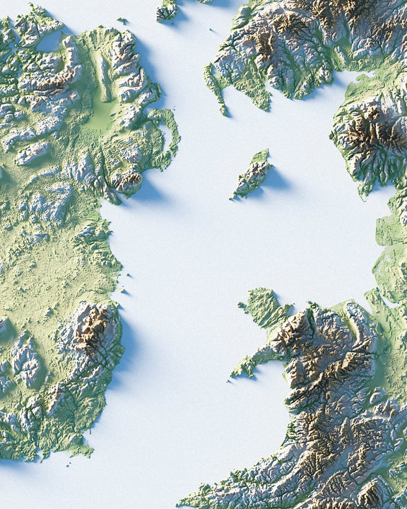 UK & Ireland Shaded Relief Map - Minimalist - Encompass Geographic