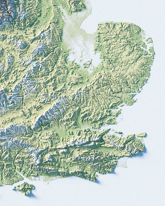 UK & Ireland Shaded Relief Map - Minimalist - Encompass Geographic